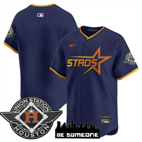 Mens Houston Astros Blank Navy 2025 City Connect Limited Stitched Jersey Dzhi